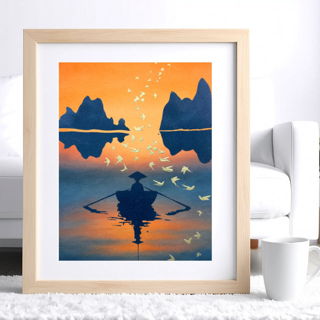 Résultat final du pochoir Hanoï Panash Art – balade à Hanoï, sur fond coloré.