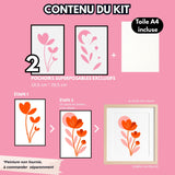 Contenu du kit pochoirs superposables du modele floral crocus une alternative a la peinture au numéro activité créative DIY