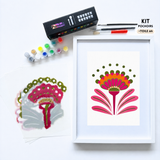 Kit créatif Bali en 3 pochoirs superposables Panash Art avec toile A4, peinture acrylique et activité artistique alternative à la peinture au numéro