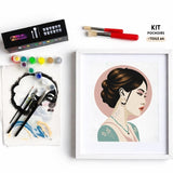 Kit créatif Louane Panash Art avec 4 pochoirs superposables réutilisables pour créer un portrait féminin sans savoir dessiner alternative  a la peinture au numéro