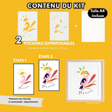 Kit pochoirs créatifs “PERROQUET” – 2 pochoirs superposables