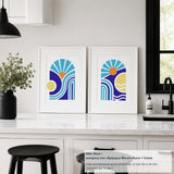 Tableaux abstraits DIY Bloom Aura et Bloom Linéa à réaliser avec 2 pochoirs superposables Panash Art. Diptyque décoratif sur toile A4, activité créative pour adultes et adolescents, alternative à la peinture par numéros, décoration murale contemporaine.