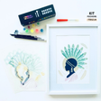 Kit créatif Crepuscule d’Amani Panash Art avec pochoirs superposables réutilisables pour créer un portrait féminin aux motifs végétaux, alternative à la peinture au numéro sans avoir besoin de savoir dessiner.