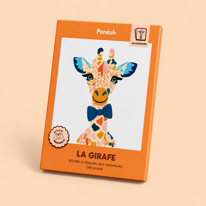 kit créatif peinture aux pochoirs alternative peinture aux numéros univers girafe animaux enfant idée cadeau originale