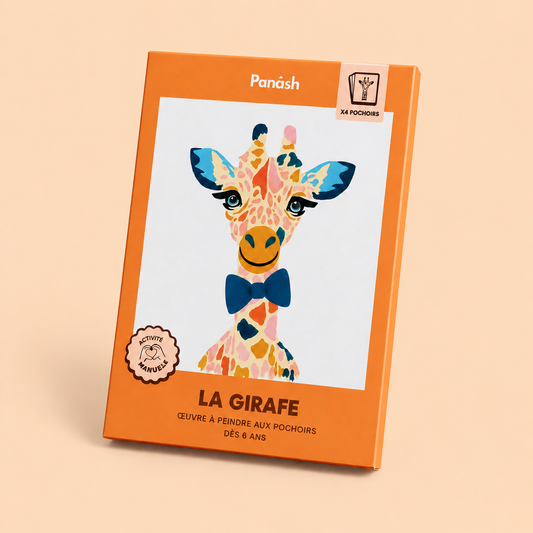 kit créatif peinture aux pochoirs alternative peinture aux numéros univers girafe animaux enfant idée cadeau originale