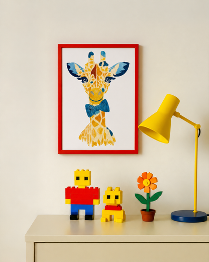 girafe peint encadré idée cadeau chambre 