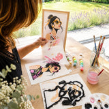 Création du portrait Rosalie avec 3 pochoirs superposables et peinture acrylique – activité créative Panash Art