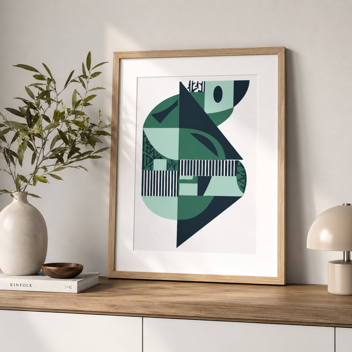 Tableau abstrait Absolu avec Kit de 3 pochoirs transparents réutilisables et design moderne vert et noir
