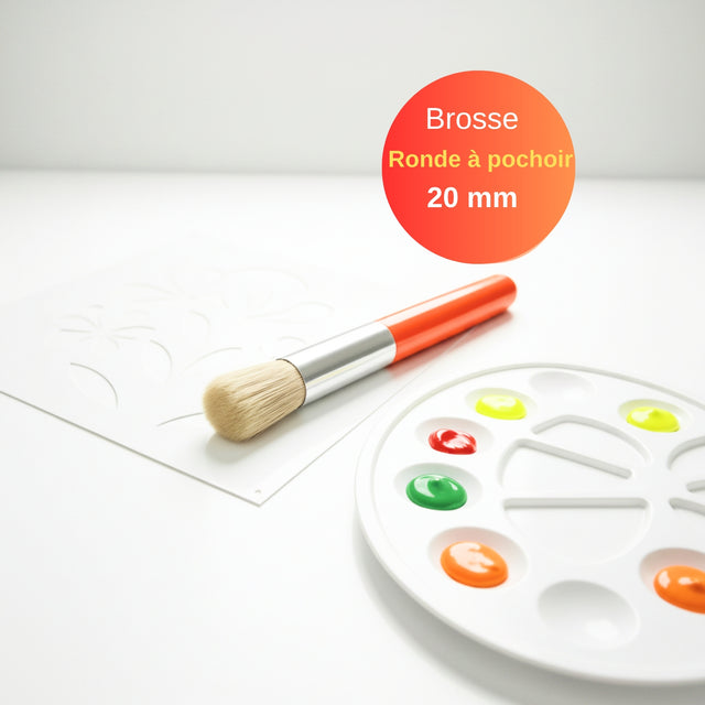 Grosse brosse ronde pour pochoir Panash Art – pinceau à pocher pour peinture acrylique, permet de remplir les formes découpées sans bavure, matériel créatif facile alternative peinture au numéro

