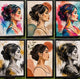 Réalisation artistique du portrait Louane avec pochoirs superposables Panash Art – activité créative peinture acrylique sur toile.