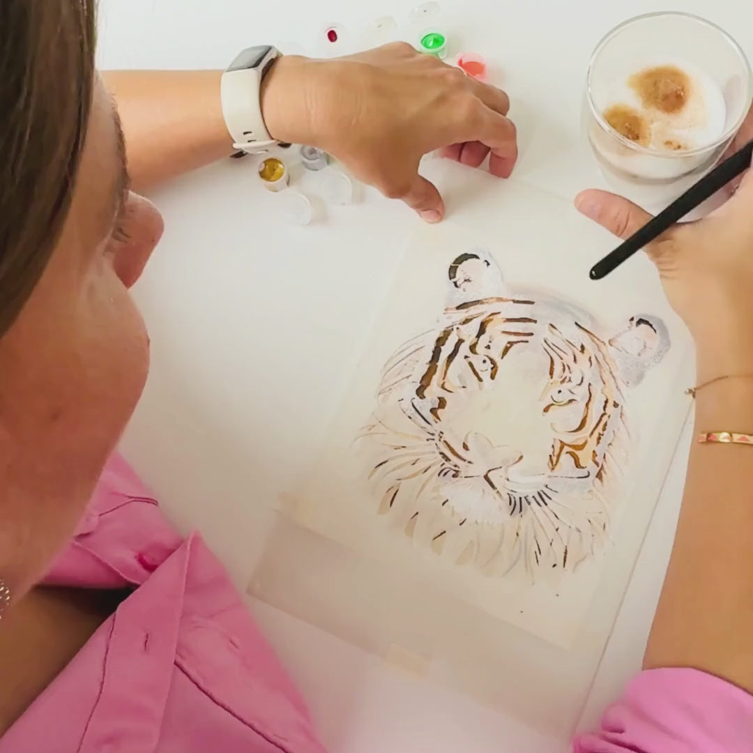 Kit pochoirs créatifs superposables Tigre - Crée une Oeuvre Sauvage et Unique !