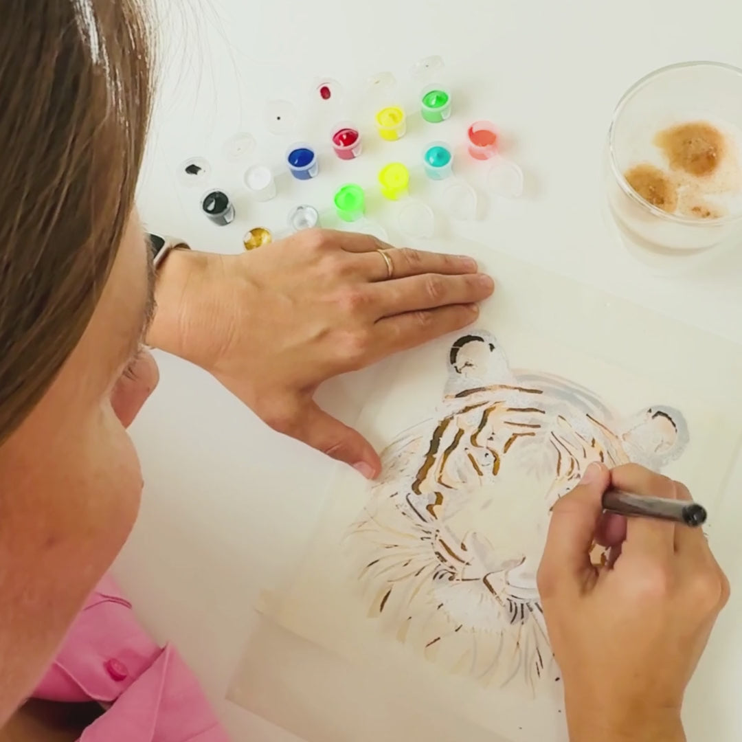 Kit pochoirs créatifs superposables Tigre - Crée une Oeuvre Sauvage et Unique !