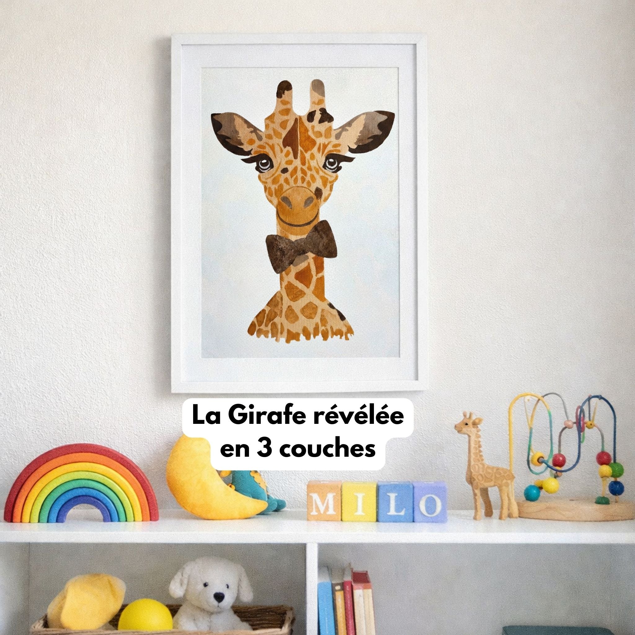 Vidéo explicative DIY montrant la réalisation du modèle Girafe de Panash Art en trois pochoirs superposables, peinture acrylique étape par étape, activité créative facile alternative à la peinture au numéro.