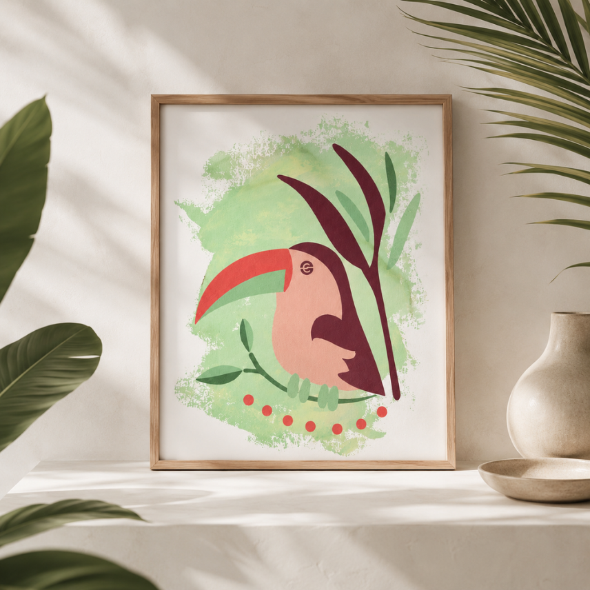 toucan résultat peinture encadrée